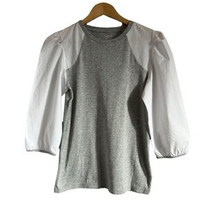 RARE Tristan Women’s Crisp White Cotton Puffy Sleeves with Light Grey T-Shirt…